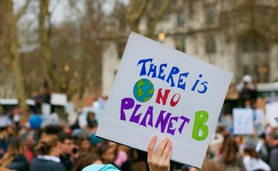 Students march around school to demand action on climate change and a better future